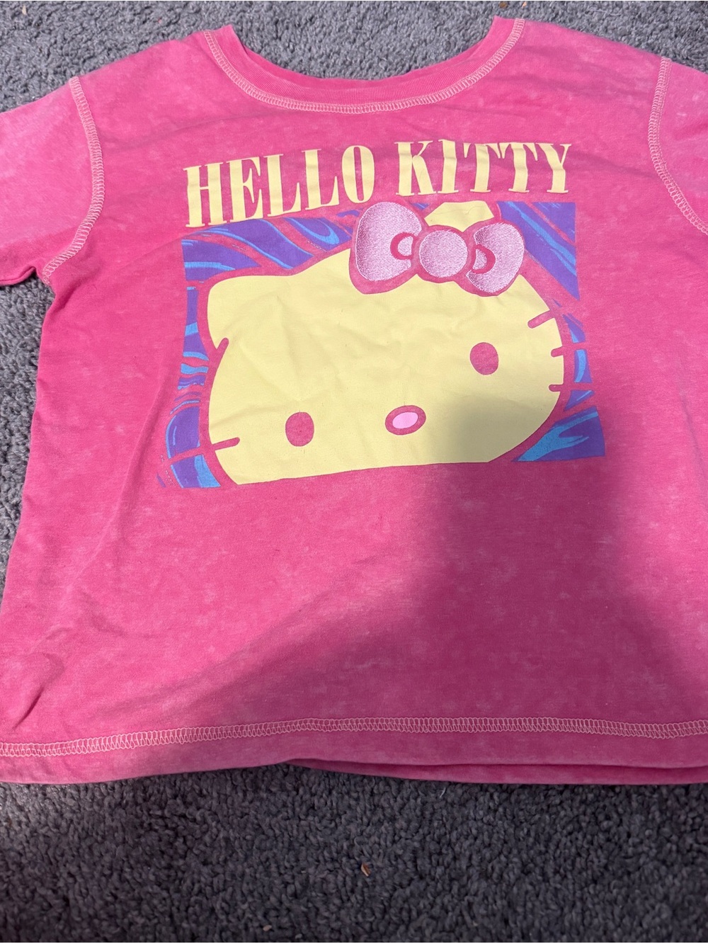 Hello Kitty Pink Short Sleeve Tee with Yellow Graphic